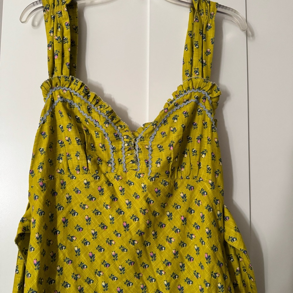 Free People Sweet Hearts Yellow Floral Dress Size M